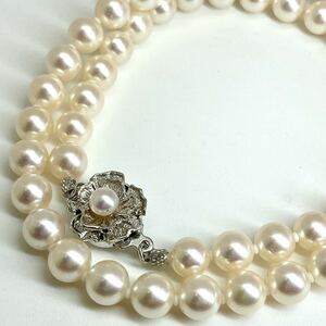 ソーティング付!!●アコヤ本真珠ネックレス●j 32.8g 46cm 7.0-7.5mm珠 パール pearl necklaces silver ジュエリー EB3