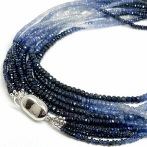 ●天然サファイア5連ロングネックレス●d 91.0g 74cm sapphire necklace silver ジュエリー EB2/EB6