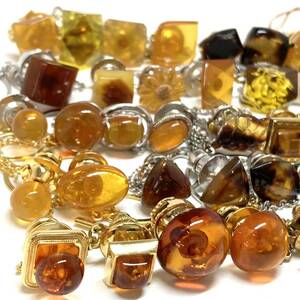 ［琥珀・鼈甲タイタックピンおまとめ］j 約136g コハク こはく アンバー べっ甲 べっこう amber tiepin accessory jewelry CE0