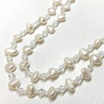 大ぶり!!［淡水パールネックレス5点おまとめ］f 重量約195g 真珠 ポテト ケシ ボタン pendant necklace jewelry silver DA0_画像6