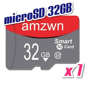 【送料無料】マイクロSDカード 32GB 1枚 class10 1個 高速 microSD microSDHC マイクロSD AMZWN RED-GRAY 