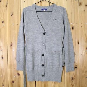 [PT12950] バーバリーロンドンブルーレーベル カーディガン ロング 長袖 グレー系 38 BURBERRY LONDON BLUE LABEL