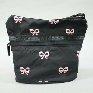 [D2285] レスポートサック ショルダーバッグ ポーチ付き ブラック系 LeSportsac / 小型便OK