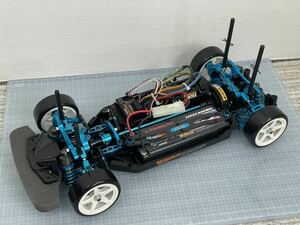 TAMIYA タミヤ 1/10 R/C TT-02 シャフトドライブ4WD ブルーアルマイトパーツ多数使用 RCメカ完備 即走行可能 GTRボディ付き 動画あり