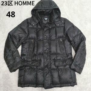 極美品 23区HOMME【PERTEX 希少サイズL 】ニジュウサンクオム ダウンジャケット ブラック　黒 48サイズ パーテックス 軽量 ナイロン メンズ