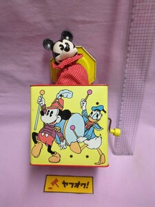 ビンテージ　ディズニー　ミッキー　ミッキーマウス　フィギュア　ジャックインザボックス　缶　びっくり箱