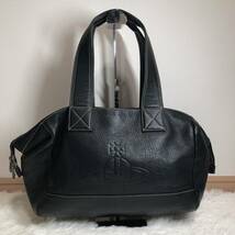 1円〜 超極美品 ヴィヴィアンウエストウッド Vivienne Westwood トートバッグ アコード ブラック 黒 肩掛け レザー オーブ 型押し デカロゴ_画像1