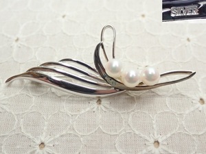 L612　シルバー パール ブローチ 6mmサイズ ネックレストップにも SILVER brooch