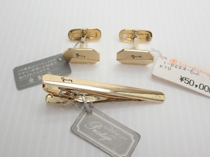 P450 necktie pin cuffs set GIVENCHYji van si. Gold color plating SILVER regular price 5 ten thousand jpy accessory 