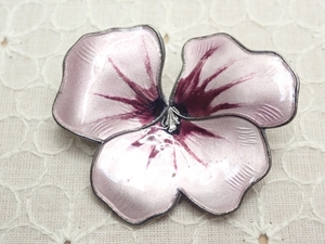 L648　ヴィンテージ シルバー ブローチ DAVID ANDERSEN NORWAY STERLING 925S パンジー ビオラ フラワー 北欧 ノルウェー Vintage brooch