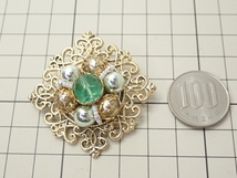 L765　ヴィンテージ ブローチ ゴールドカラー ビーズデザイン Vintage brooch_画像9