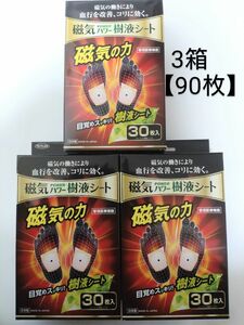 磁気パワー 樹液シート【磁気の力】３０枚入り×３箱 (合計90枚)　血行改善　コリ解消　目覚めスッキリ リラックス