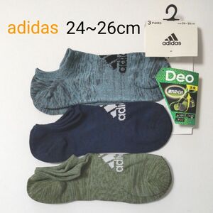 (新品)adidas アディダス メンズソックス 3足組 24~26cm 靴下 破れにくい 消臭