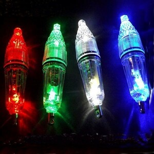 1円 水中 集魚灯 上下が光る LED水中 ライト 高輝度 4カラー 4個セット 12cm 水中ライト 夜釣り イカ アジ タチウオ イワシ 仕掛け 2o