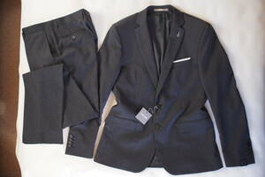 新品タグ付 イタリア PAOLONI 春夏 バージンウール 平織り調 チャコールグレー系 2B シングルスーツ 52サイズ(XL相当) TAGLIATORE好きに