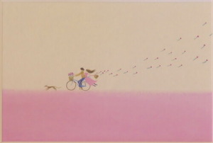 メルヘン画家　葉祥明額付ミニアート「そよ風のデュエット」　生産終了品、在庫限りです。