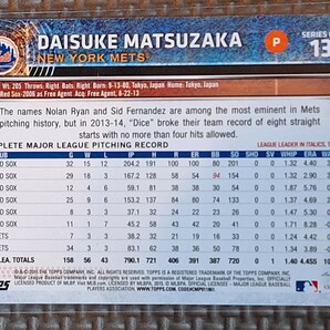 2015 Topps Series One #133 DAISUKE MATSUZAKA Boston Red Sox New York Mets Saitama Seibu Lions の画像2