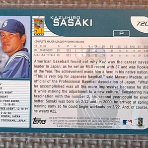 2001 Topps #720 KAZUHIRO SASAKI Topps All-Star Rookie Cup Seattle Mariners Yokohama Taiyo Whalesの画像2