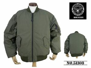 【送料無料 30%OFF】HOUSTON ヒューストン N/C ライトMA-1 フライトジャケット 　　NO.51308 OLIVE DRAB_Lサイズ