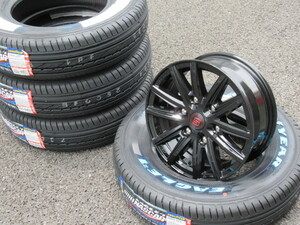 ニッサンE26系、NV350キャラバン用 GOODYEAR 2023年製ホワイトレターNASCAR + 黒系ホイールSEIN SS　195/80R15　車検対応規格　送料込価格