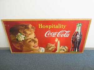 特大サイズ★コカ・コーラ Coca Cola カードボードサイン 厚紙製看板 143cm×70cm Hospitality ビンテージ アンティーク レトロ★佐220