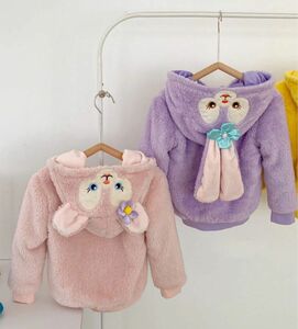 【新品未使用】110cm 子供服　ステラルー風　ダウン　紫　うさぎ