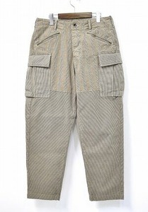 BRU NA BOINNE (ブルーナボイン) トラッパーツールズボン 1 BEIGE 7203 CARGO PANTS カーゴパンツ チェック ハウンドトゥース 千鳥柄