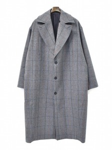 STUDIO NICHOLSON スタジオニコルソン WINDOWPANE CHECK WOOL OVERCOAT ウインドウペンチェックウールオーバーコート L GREY SN-404A