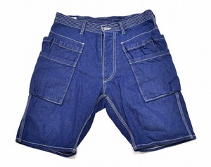 SASSAFRAS (ササフラス) WHOLE HOLE PANTS 1/2 DENIM フォールホール ショーツ ショートパンツ ハーフ デニム JEANS ワーク インディゴ S