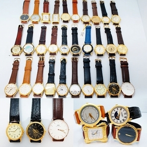 A83●美品含む 30点セット GOLD COLOR ゴールド金 メンズ腕時計 革 レザーベルト SEIKO/CITIZEN/ORIENT/RAYMOND WEIL 他 大量まとめ