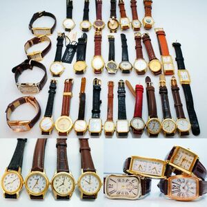 A100●美品含む 30点セット GOLD COLOR ゴールド金 レディース腕時計 革 レザー SEIKO/CITIZEN/TISSOT 他 大量まとめ