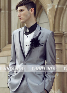 JM203 свадьба . популярный дизайн! сообщение распродажа внимание. серый смокинг жакет & брюки &. изначальный украшение & pocket square 4 позиций комплект 