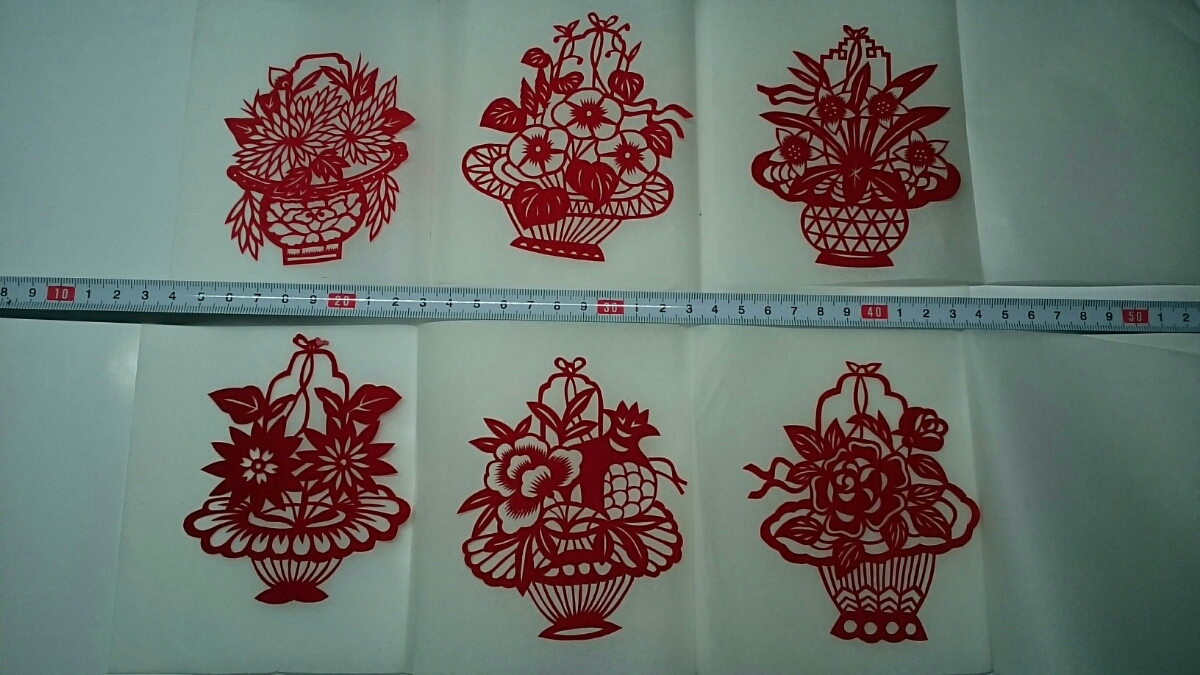 切り絵 切り紙 美術品 花 中国70~80年代物, 美術品, 絵画, はり絵, きり絵