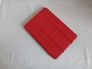 (アウトレットe-01)(薄型 軽量) iPad mini6 専用 レッド レザー スマートケース 