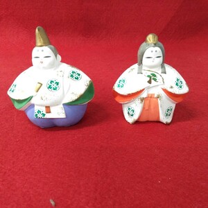 g_t R019 京陶人形　素焼きの　雛人形　台やもうせん等は有りません。　ひな祭り　雛飾り　小さい雛人形　コンパクトで飾りやすいです♪