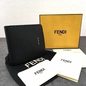 ☆送料無料☆ 未使用品 FENDI 二つ折り札入れ 7M0193 セレリア ブラック 箱付き 56