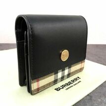 ☆送料無料☆ 未使用品 BURBERRY コンパクトウォレット ブラック チェック 86_画像1