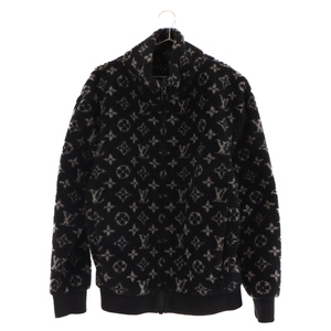 LOUIS VUITTON ルイヴィトン 20SS RM201M TCM HIY04W モノグラム総柄フリースオーバーサイズジャケット ブルゾン ブラック