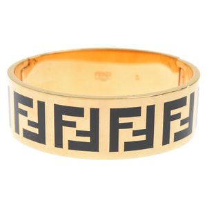 FENDI フェンディ Zucca-patterned logo bangle bracelet ズッカ柄 ロゴバングル ブレスレット ゴールド