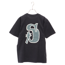 STUSSY ステューシー 復刻デザイン GRAPHIC T-SHIRCTS Sグラフィック バックプリント 半袖Tシャツ ブラック_画像1