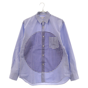 COMME des GARCONS SHIRT コムデギャルソンシャツ 13SS ギンガムサークルパッチチェック長袖シャツ ブルー S21048