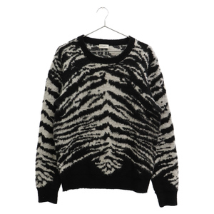 SAINT LAURENT PARIS sun rolan Paris 14AW Zebra mo hair knitted 352842 Y1FC1 sweater black / white 