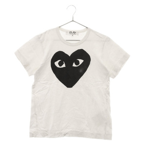 PLAY COMME des GARCONS プレイコムデギャルソン ロゴプリント半袖Tシャツ AZ-T069 ホワイト/ブラック レディース