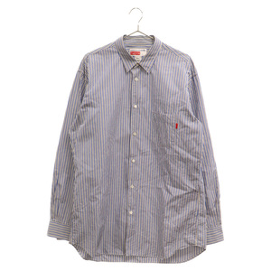 SUPREME シュプリーム 12SS×COMME des GARCOMS SHIRT 12SS GUSSET SHIRT ガセットシャツ ストライプ長袖シャツ ブルー S27SS12