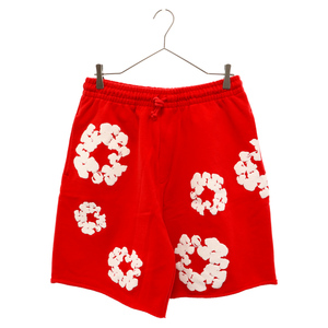 DENIM TEARS デニムティアーズ COTTON WREATH SWEAT SHORTS 花柄コットンスウェットショーツ ハーフパンツ ショートパンツ レッド