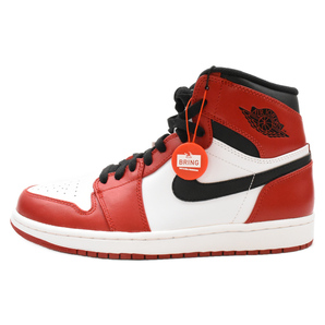 ナイキ 13年製 AIR JORDAN 1 RETRO HIGH CHICAGO エアジョーダン1レトロハイシカゴスニーカー ハイカットスニーカー レッド US8 332550-163の画像1