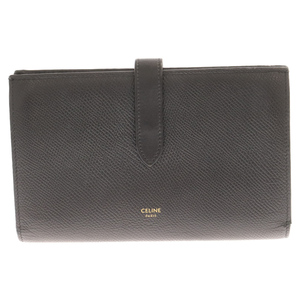 CELINE セリーヌ LARGE STRAP WALLET ラージ ストラップ ウォレット 二つ折り長財布 レザー ブラック 10B633BFP