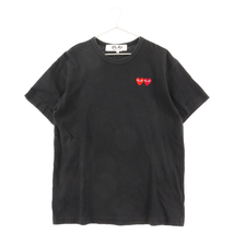 PLAY COMME des GARCONS プレイコムデギャルソン フロントダブルハートロゴ クルーネック半袖Tシャツカットソー AZ-T226 ブラック_画像1