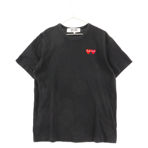 PLAY COMME des GARCONS プレイコムデギャルソン フロントダブルハートロゴ クルーネック半袖Tシャツカットソー AZ-T226 ブラック