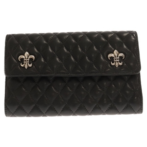 CHROME HEARTS Chrome Hearts BS FLEUR QUILTED LEATHER CLUTCH BAG BS flair стеганый кожа клатч черный 